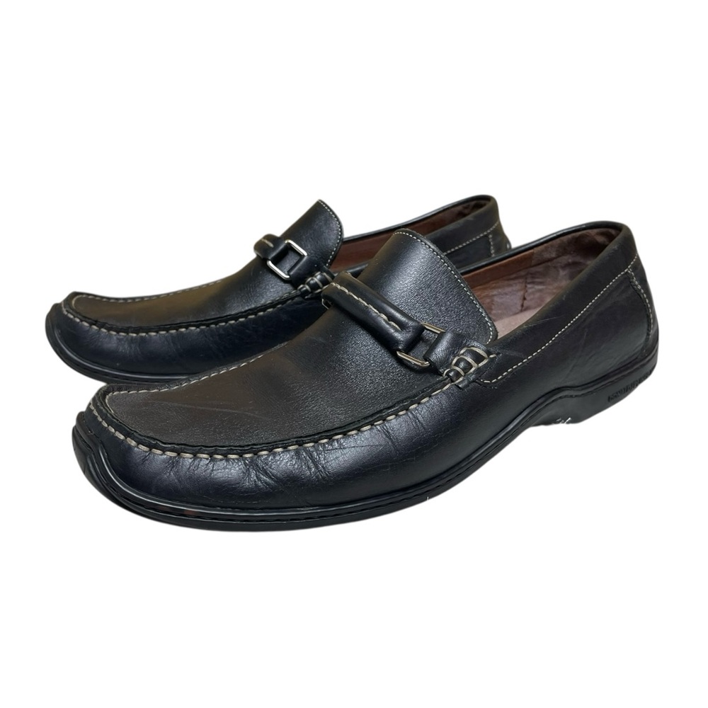 Donald J. Pliner Black Leather Slip-On Loafers
